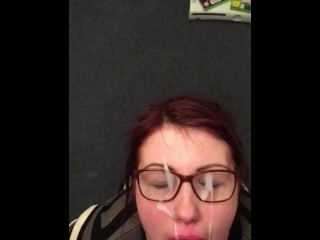 British Ex Gf huge cum facial on glasses
