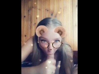 sexy student from snapchat sucks cock and swallows cum with funny sound