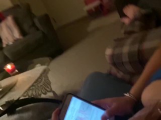 Young girl sucking Dick while texting bf