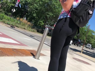candid college girl leggings