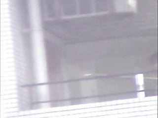 Asian (maybe Japanese) girl balcony window changing voyeur