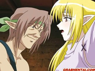 Cute hentai Elf double penetration in the dun