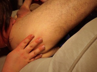 Older Stepsister Demands To Deepthroat His Cock Eat Ass Then Milks His Cum On Her Hands to Eats It