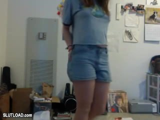 Sweet, Blonde, Busty Teen Catherine strips