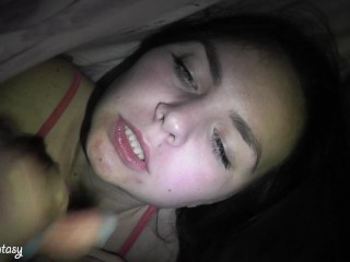 Finally she sucked me after the party. Under the covers until no one sees