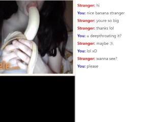 Omegle sexy teen tries to seduce me by throating a banana (Non nude)