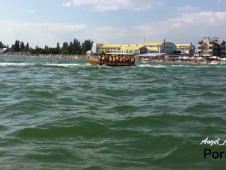 CRAZY PUBLIC BLOWJOB on pedal boat near crowded beach | Angel_And_Devil