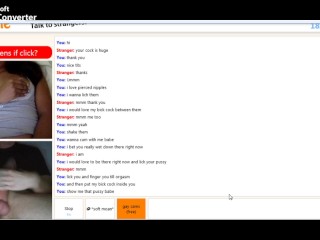 Sexy Omegle Teen shows pierced tits and cums while watching me jerking off
