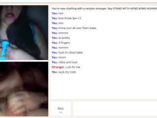 Omegle Slut Sticks Tongue Out For Cum
