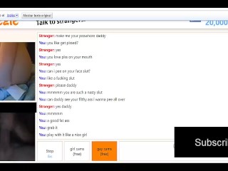 Omegle pisswhore with hairy pussy obeys daddy