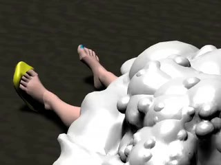 White blob eats girl