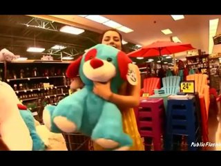 Yellow dress flashing in public store and in car