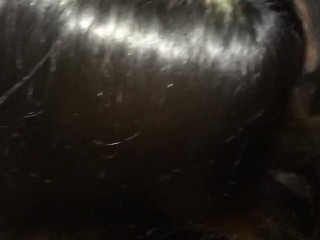 Virgin brunette with big ass sucking big dick