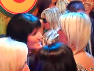 Club slags take dicks on glory holes
