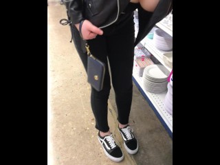 braless teen flashing perky tits in public