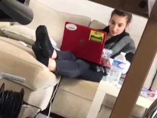 Sexy co-worker feet in socks