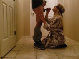 Stranger from craigslist comes over for blindfold blow job