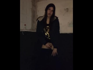 masturbating in the alley / orgasm outdoors