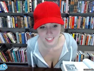 teen latina in public library showing tits