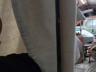 Dad in the background while friend sucks my cock! Actually almost caught..