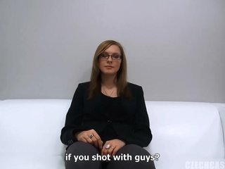 Brunette teen Alena casting shoot