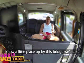 Female Fake Taxi Stud gives busty blonde milf a creampie on taxi bonnet