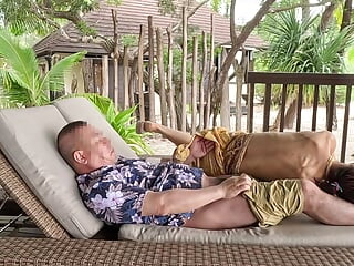 Beach side bungalow.They still House keeping.face sitting.sixty-nine